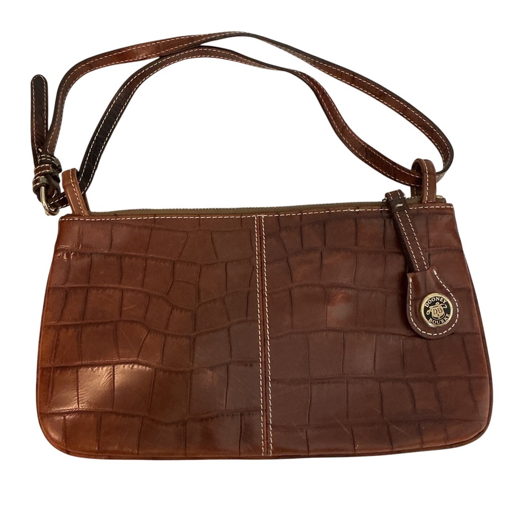 Vintage Dooney & Bourke Bayou Brown Slim Zip Top Shoulder Bag NEW